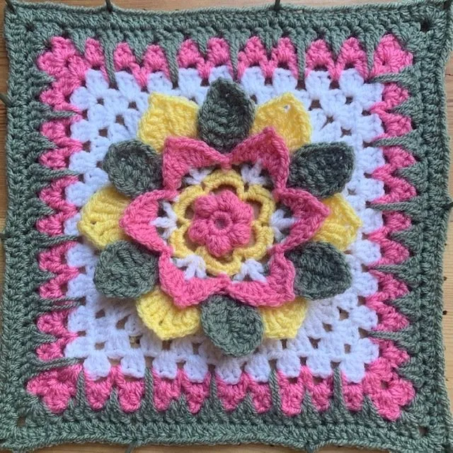 3D Crochet Flower Granny Square Pattern