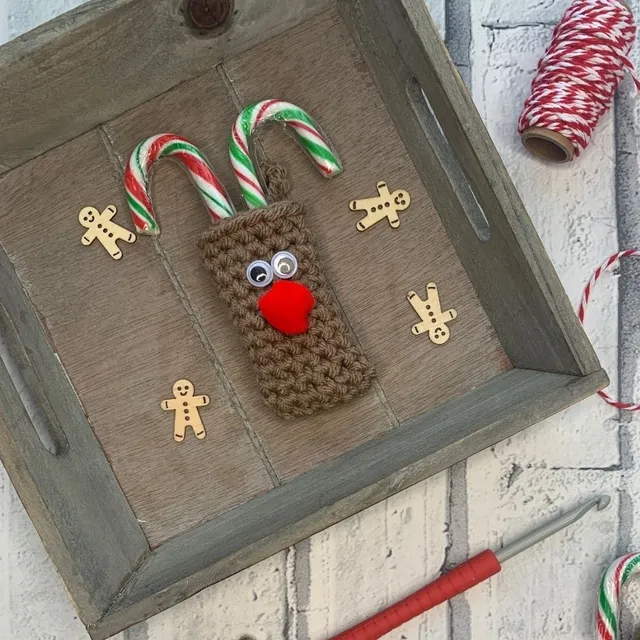 Crochet Candy Cane Holder Reindeer Crochet Pattern