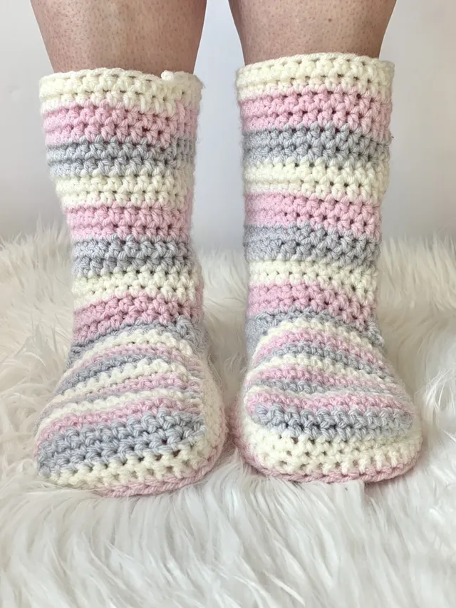 Free Crochet Slipper Boots Pattern for Adults