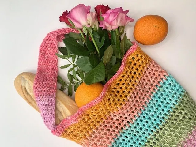 How to crochet mesh market bag with this free pattern