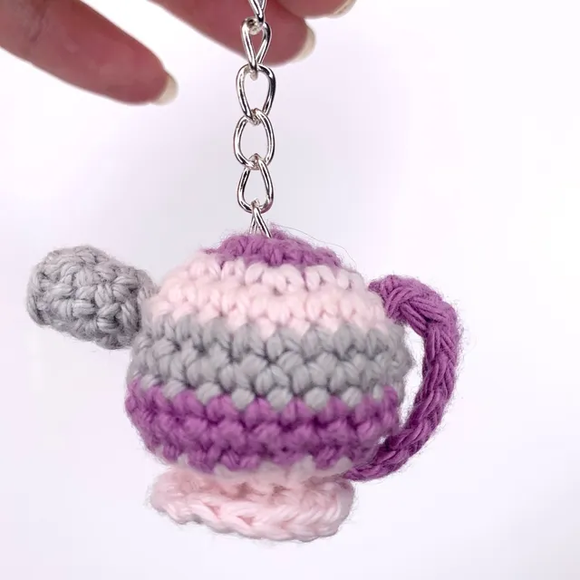 Tiny Tea Pot Crochet Amigurumi Keychain Free Pattern